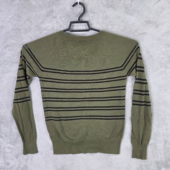 Womens Cremieux Green & Black Striped Sweater Crewneck Long Sleeve Size XS - Picture 4 of 7
